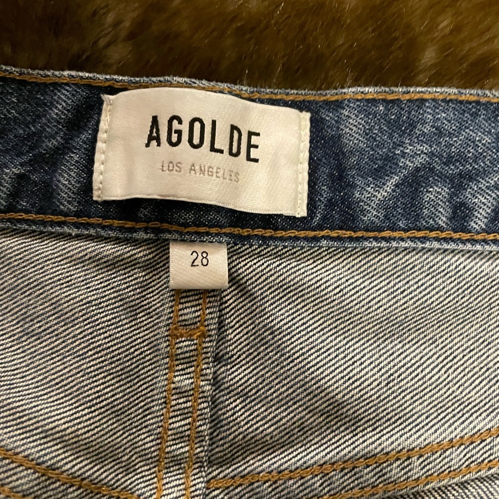 AGOLDE High Rise Straight Jeans - Blue Denim - Picture 2 of 5